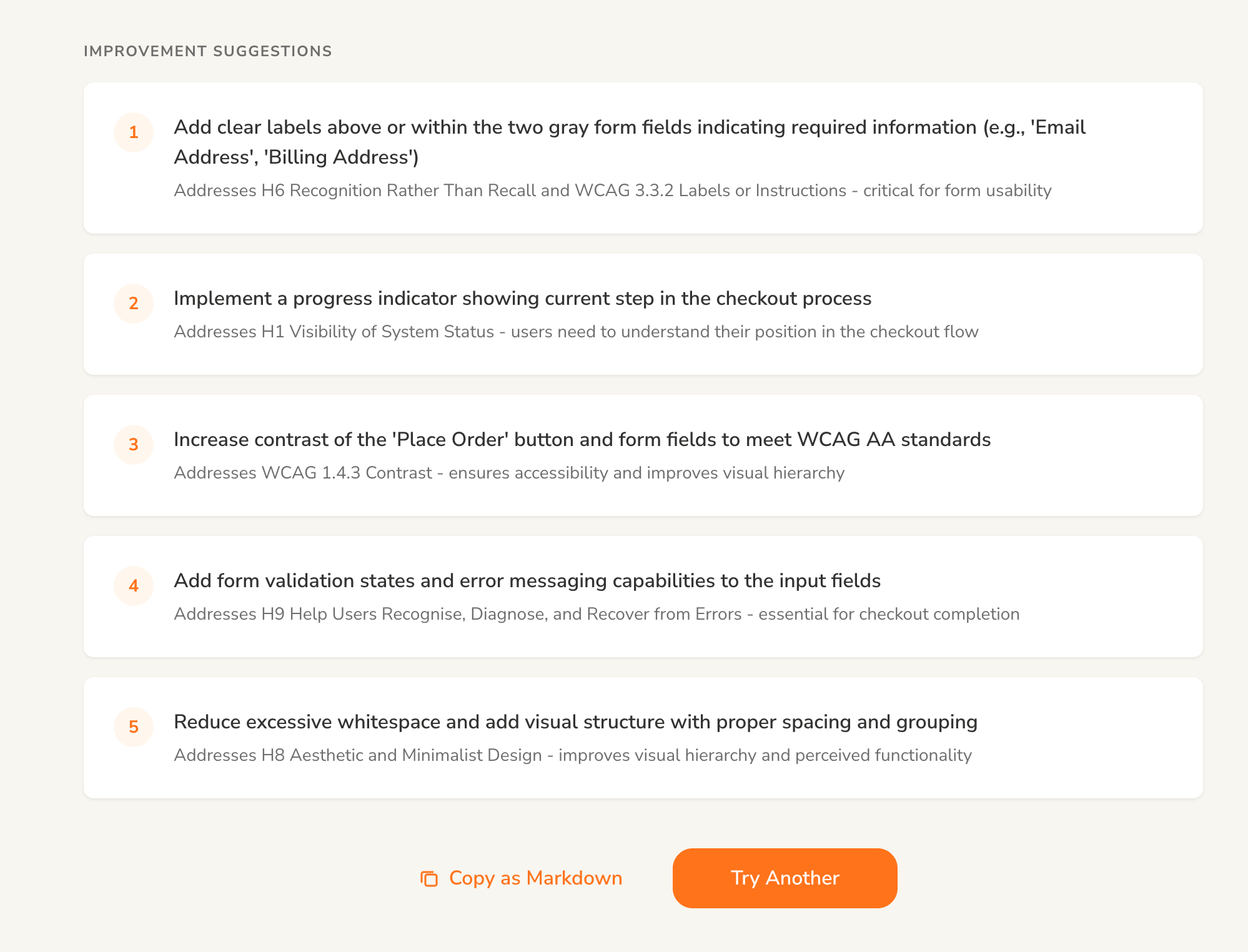 Improvement suggestions