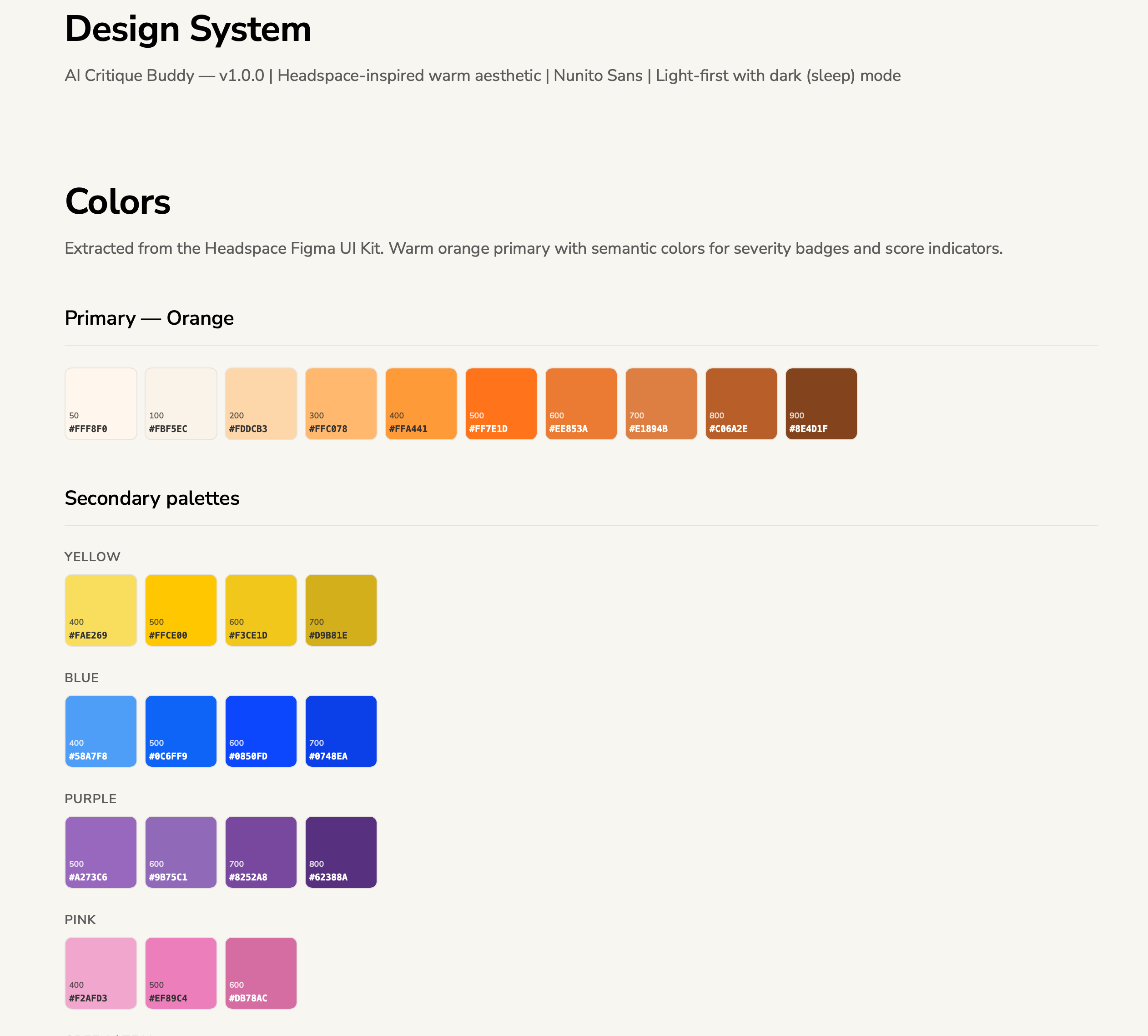 Design system colour palette